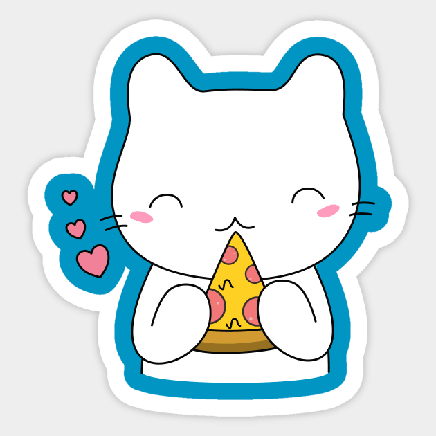 Cute and Kawaii Pizza Cat T-Shirt Sticker by happinessinatee